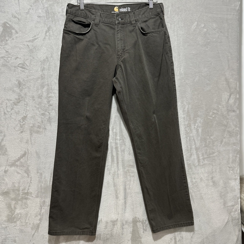 Carhartt Men's Pants Size 33 Rugged Relaxed Fit Brown Canvas w/Utility Pockets
